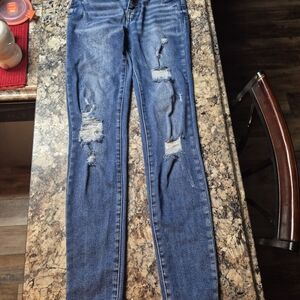 KanCan Distressed Medium Blue Skinny Jeans